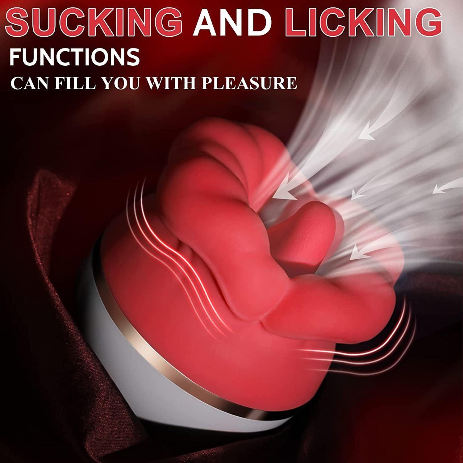 Flaming Red Lips Self-Motion Flickering Tongue Clit Stimulator - Sexdoll.Sex