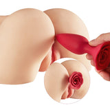 Full Bloom Rose Butt Plug: Safe Silicone Pleasure (8.3 inches) - Sexdoll.Sex