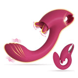 G Spot Dildo Vibrator with 2 Tongue Clit Licker-Women Adult Sex Toys