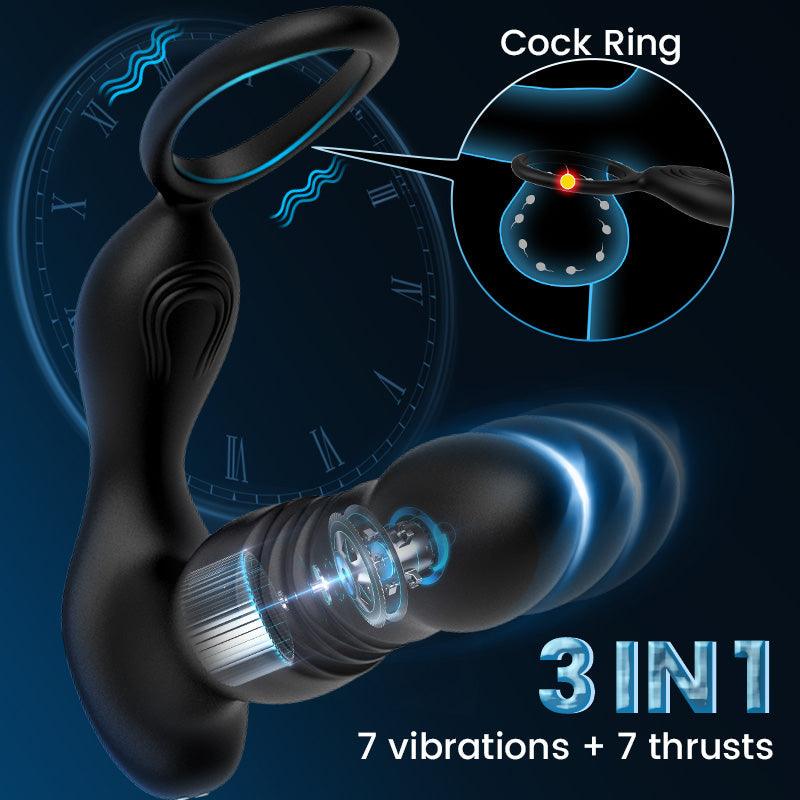 GURIN 7 Vibrations & 7 Thrusts Cock Ring Prostate Massager - Sexdoll.Sex