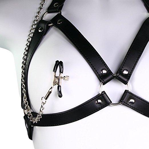 Harness with Gag & Nipple Clamps Set - Sexdoll.Sex