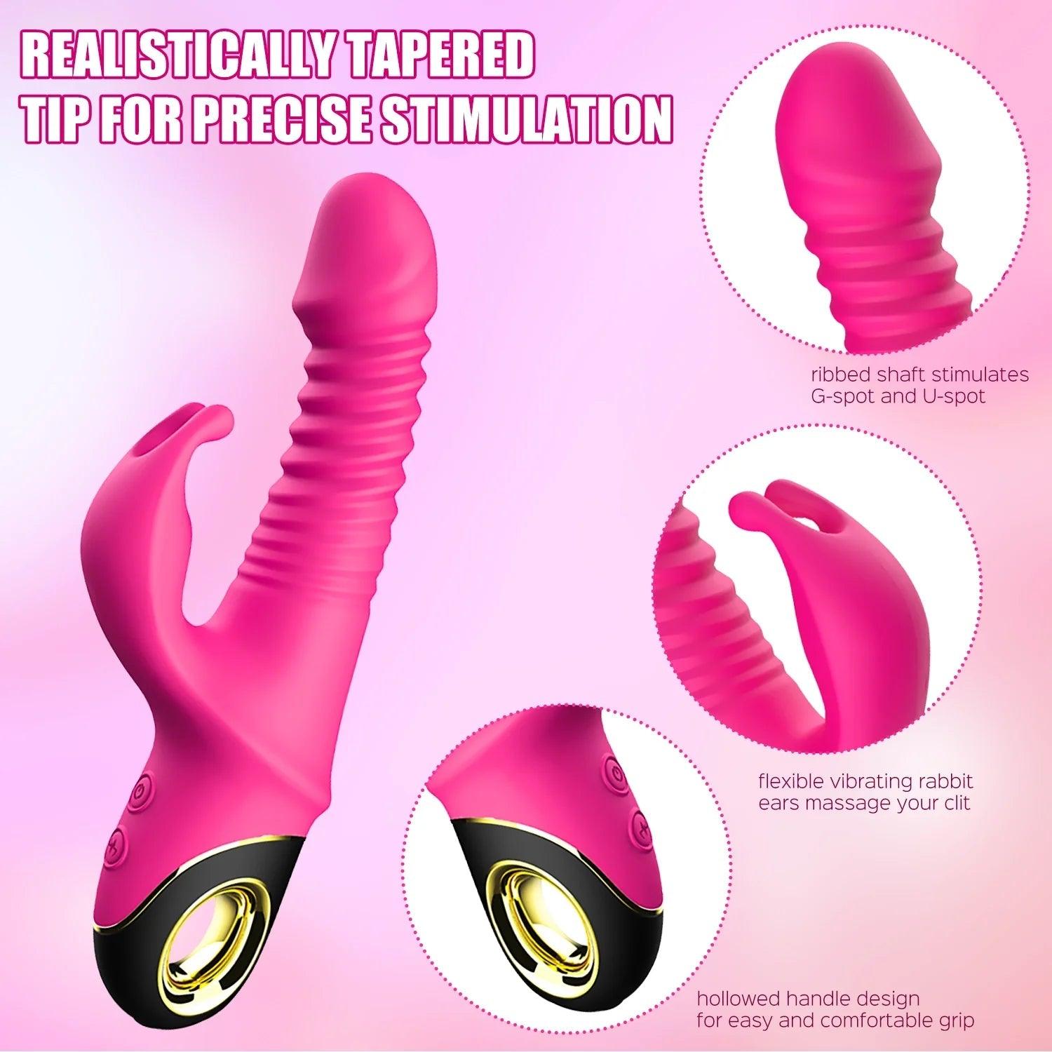 Intense Blended Orgasms Thrusting Rabbit Vibrator - 9 Vibration Modes - Sexdoll.Sex