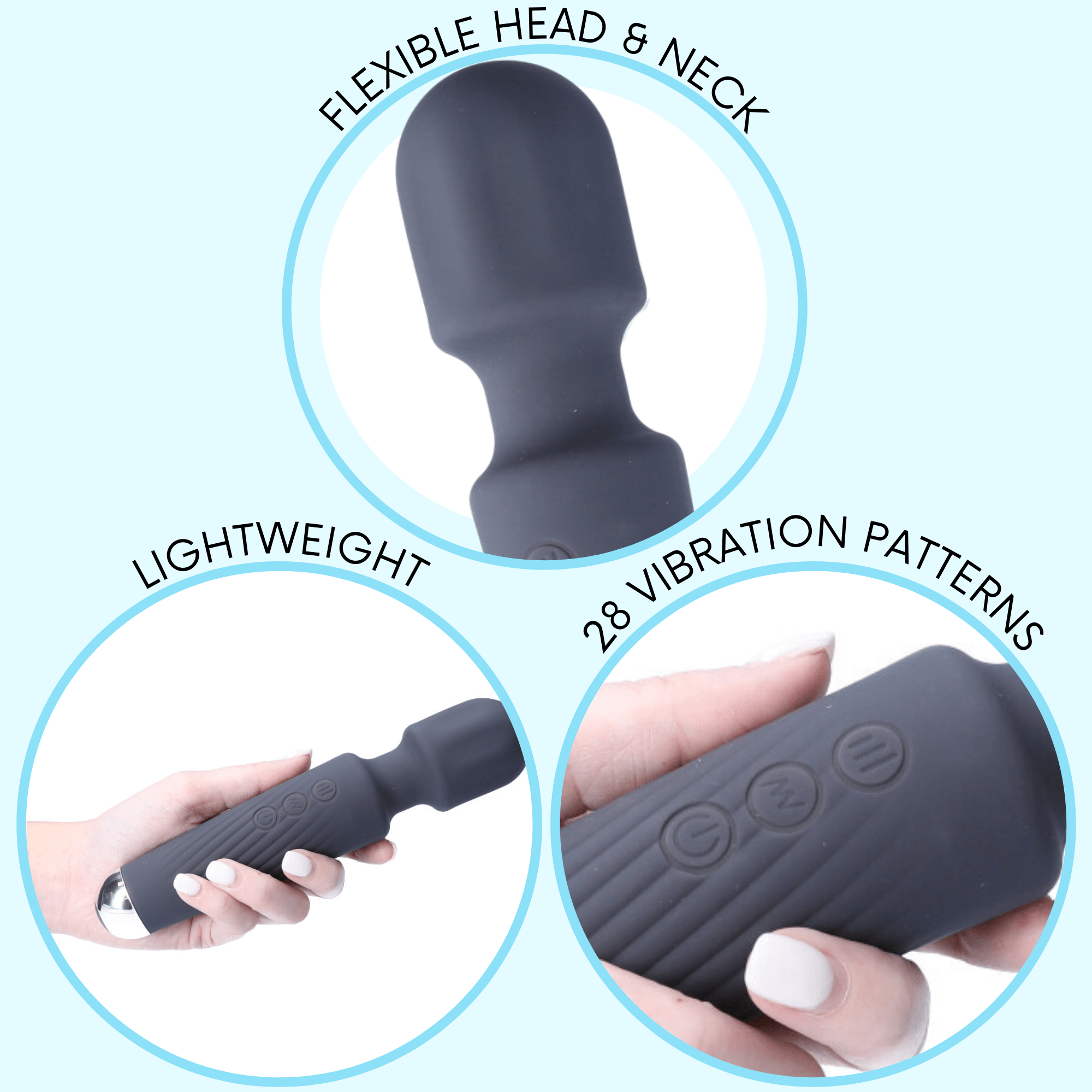 Jolie High-Power Silicone Wand Vibrator in Grey (Intense Vibrations!) - Sexdoll.Sex