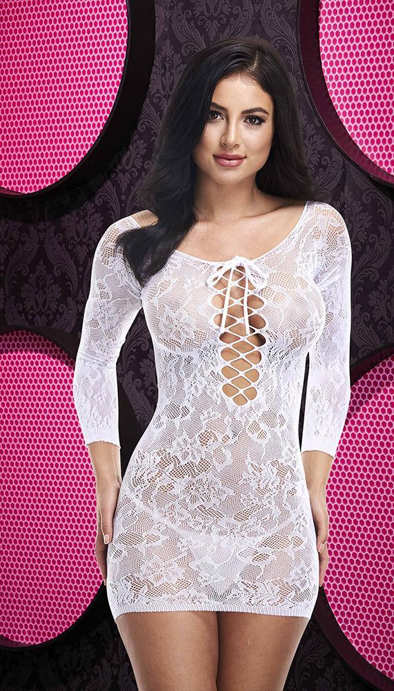 Lace Off The Shoulder Mini Dress - Sexdoll.Sex