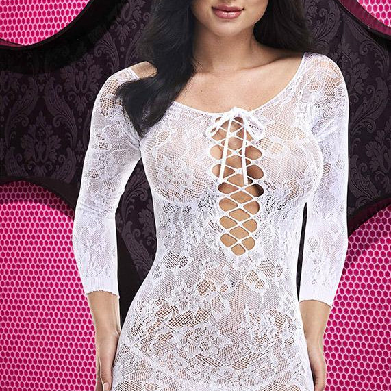 Lace Off The Shoulder Mini Dress - Sexdoll.Sex