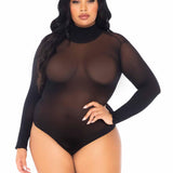 Leg Avenue Sheer High Neck Long Sleeved Bodysuit - Sexdoll.Sex