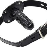 Lockable Dildo Mouth Gag SM Fantasy Sex Toy - Adjustable Leather Strap On - Sexdoll.Sex