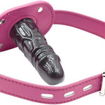 Lockable Dildo Mouth Gag SM Fantasy Sex Toy - Adjustable Leather Strap On - Sexdoll.Sex