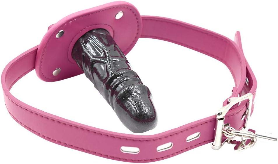 Lockable Dildo Mouth Gag SM Fantasy Sex Toy - Adjustable Leather Strap On - Sexdoll.Sex