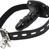 Lockable Dildo Mouth Gag SM Fantasy Sex Toy - Adjustable Leather Strap On - Sexdoll.Sex