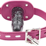 Lockable Dildo Mouth Gag SM Fantasy Sex Toy - Adjustable Leather Strap On - Sexdoll.Sex