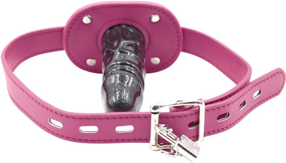 Lockable Dildo Mouth Gag SM Fantasy Sex Toy - Adjustable Leather Strap On - Sexdoll.Sex