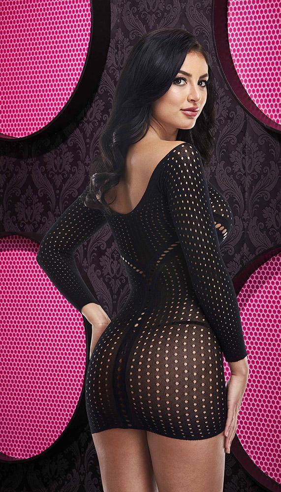 Long Sleeve Keyhole Mini Dress - Sexdoll.Sex