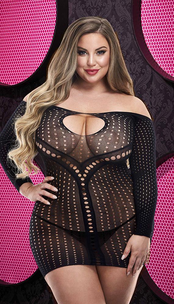 Long Sleeve Keyhole Mini Dress - Sexdoll.Sex