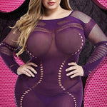 Long Sleeve Mini Dress with Fishnet Accents - Sexdoll.Sex