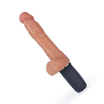 LOVEBEAR 10.8-Inch 9 Vibrating 3 Rotation Telescopic Wriggle Black Handle Big Dildo - Sexdoll.Sex