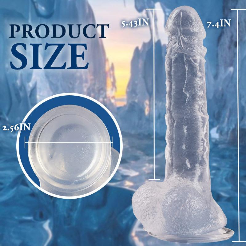 Manual transparent 7.4 IN suction cup large dildo - Sexdoll.Sex