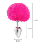 Metal Pink Hairball Base Butt Plug for Experienced Men or Women 5.51 Inch - Sexdoll.Sex