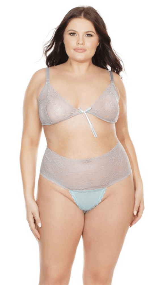 Misty Blue And Grey Bra And Panty Set - Sexdoll.Sex