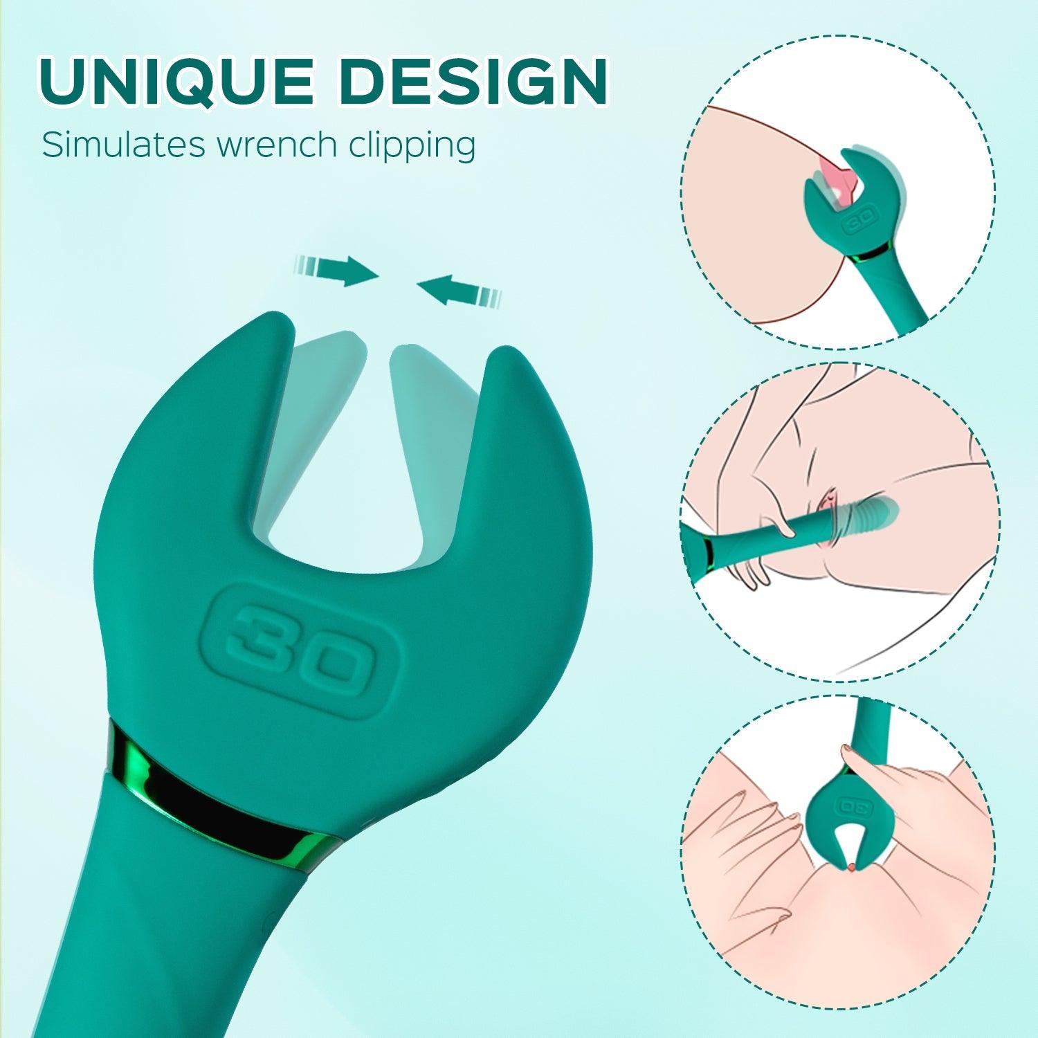 Molette Wrench G-spot Vibrator & Clit Stimulator - Pine Green - Sexdoll.Sex