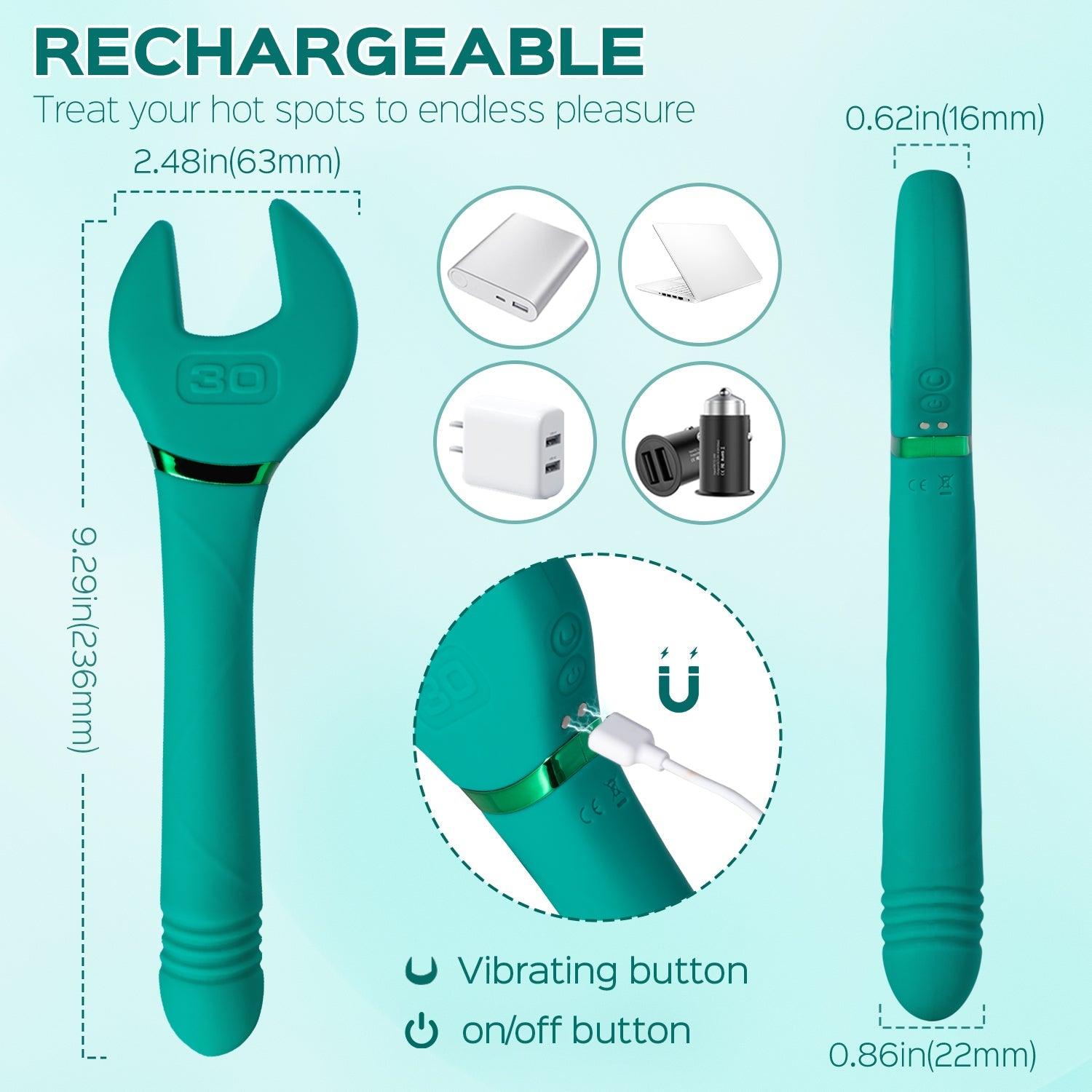 Molette Wrench G-spot Vibrator & Clit Stimulator - Pine Green - Sexdoll.Sex