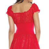 Naughty Red Lace Off The Shoulder Babydoll & G-String Set - Sexdoll.Sex