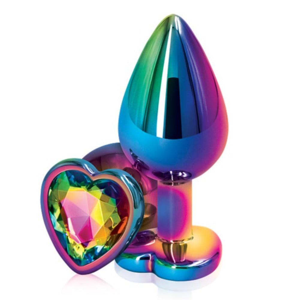 NS Novelties Rainbow Heart Jeweled Metal Butt Plug - Sexdoll.Sex