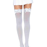 Nylon Thigh Highs with Bow - One Size and Queen Available - Sexdoll.Sex