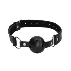 Ouch! Breathable Ball Gag with Bonded Leather Straps - Sexdoll.Sex