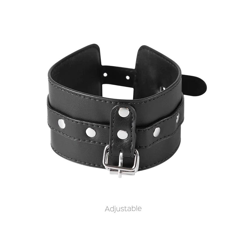 Prisoner Faux Leather Wrist Cuffs with Thumb Cuffs - Restrained Desire - Sexdoll.Sex