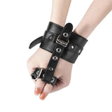 Prisoner Faux Leather Wrist Cuffs with Thumb Cuffs - Restrained Desire - Sexdoll.Sex