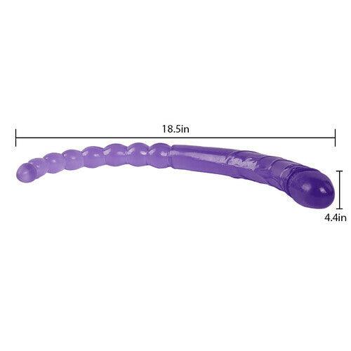 Purple Double-ended Manual Anal Beads and Glans 2 in 1 Dildo 18.5 Inch - Sexdoll.Sex