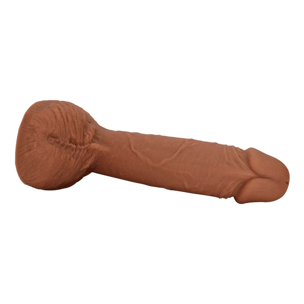 Realistic Feel Brown Silicone Dildo With Balls For Orgasmic Internal & External Pleasure With Every Thrust - Sexdoll.Sex