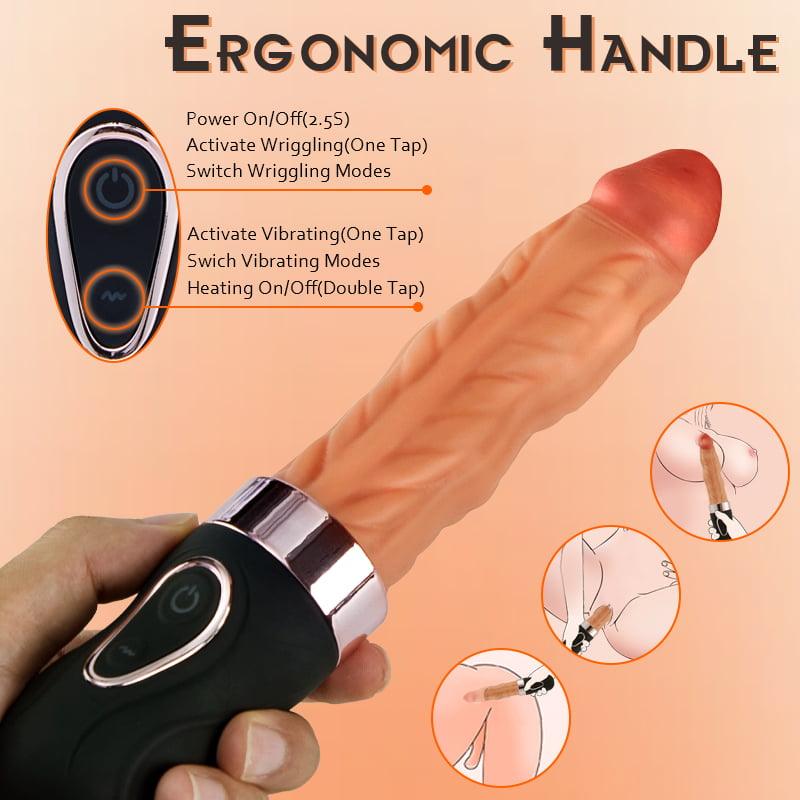 Riley 7 Wriggling Quiet 9 Vibrating Heating Vaginal Anal Vibrator Lifelike Dildo 9.65 Inch - Sexdoll.Sex