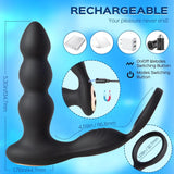 Ringer - 3 Anal Beads Prostate Massager Butt Plug with Cock Ring & Remote Control - Sexdoll.Sex