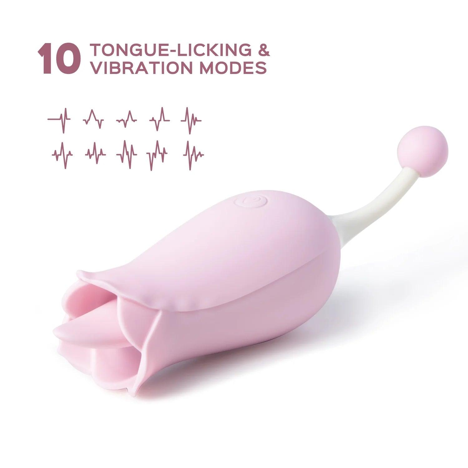 Rose Toy Clit Vibrator and Tongue Licker - Sexdoll.Sex