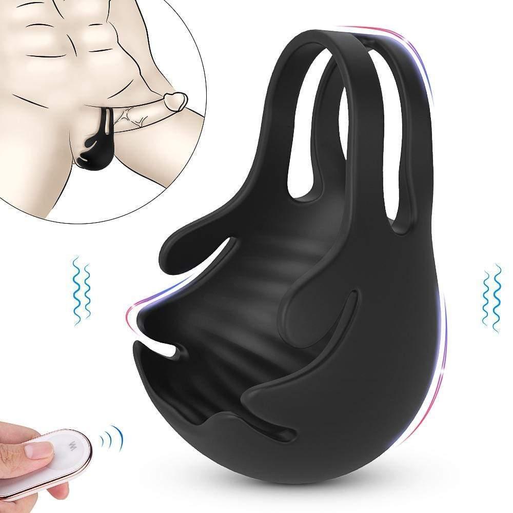 S-HANDE 1.29-Inch 9-Speed Vibrating Penis Ring with Testicles Teaser - Sexdoll.Sex