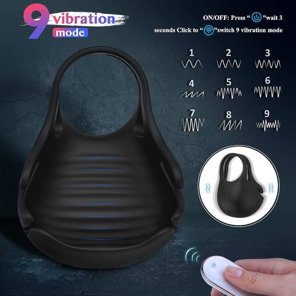 S-HANDE 1.29-Inch 9-Speed Vibrating Penis Ring with Testicles Teaser - Sexdoll.Sex