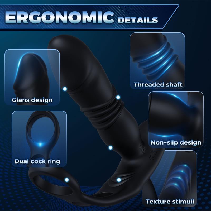 SAUL Glans - 3 Thrusting & 12 -Vibrating Cock Rings Prostate Massager - Sexdoll.Sex