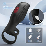 Semen Sentry - 9 Vibrating Cock Ring and Penis Sleeve 2 IN 1 Male Vibrator for Couples - Sexdoll.Sex