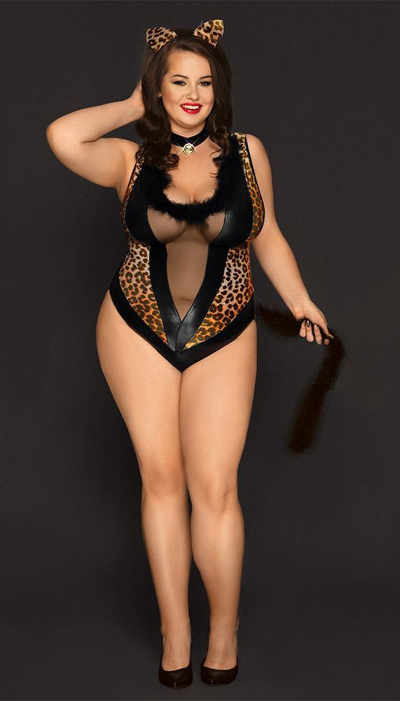 Sexy and Sheer Cheetah Bodysuit Cat Costume - Sexdoll.Sex