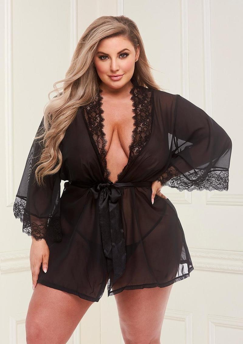 Sheer Chiffon & Lace Robe - Sexdoll.Sex