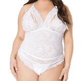 Sheer Lace Romance Open Cup Crotchless Teddy - Sexdoll.Sex