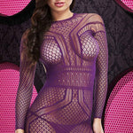 Sheer Long Sleeve Mini Dress With Open Back - Sexdoll.Sex