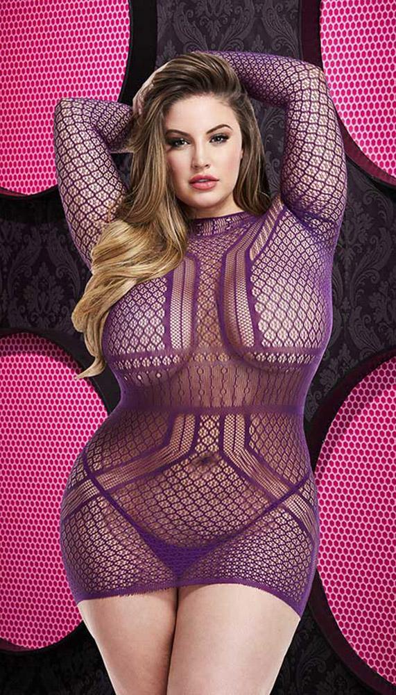 Sheer Long Sleeve Mini Dress With Open Back - Sexdoll.Sex