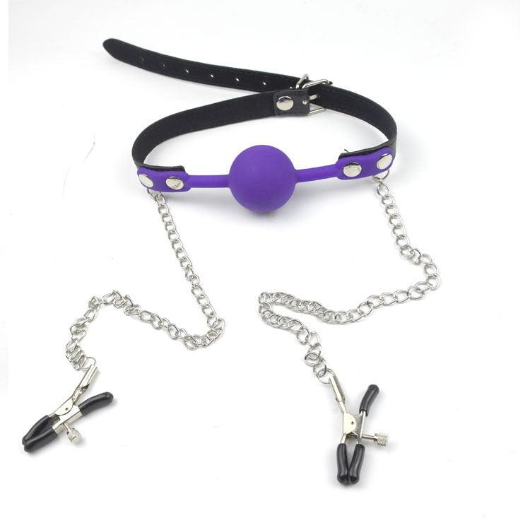 Silicone Ball Gag & Nipple Clamps - Sexdoll.Sex