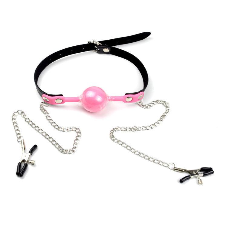 Silicone Ball Gag & Nipple Clamps - Sexdoll.Sex