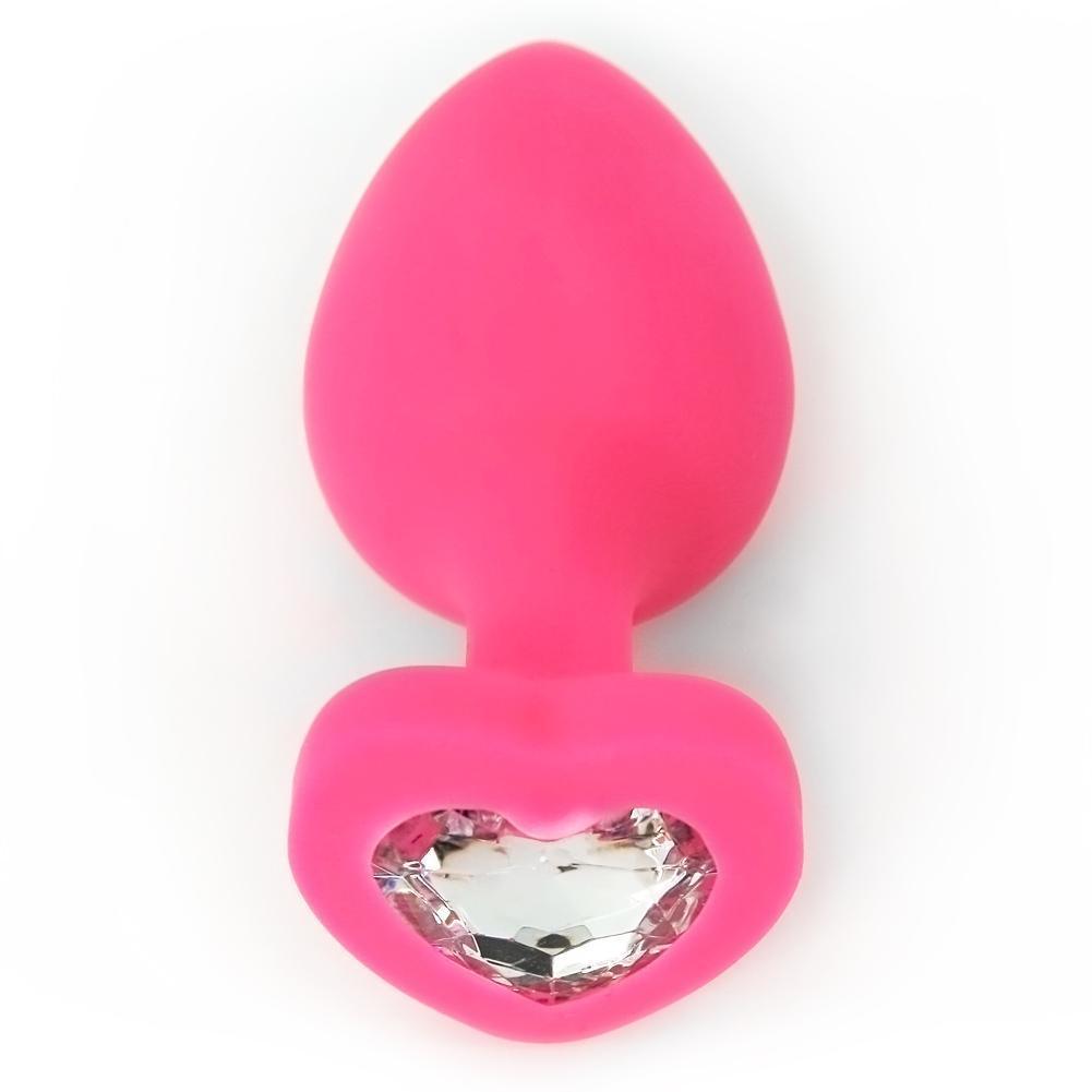 Silicone Heart Jeweled Anal Plug - 3 Sizes Available! - Sexdoll.Sex