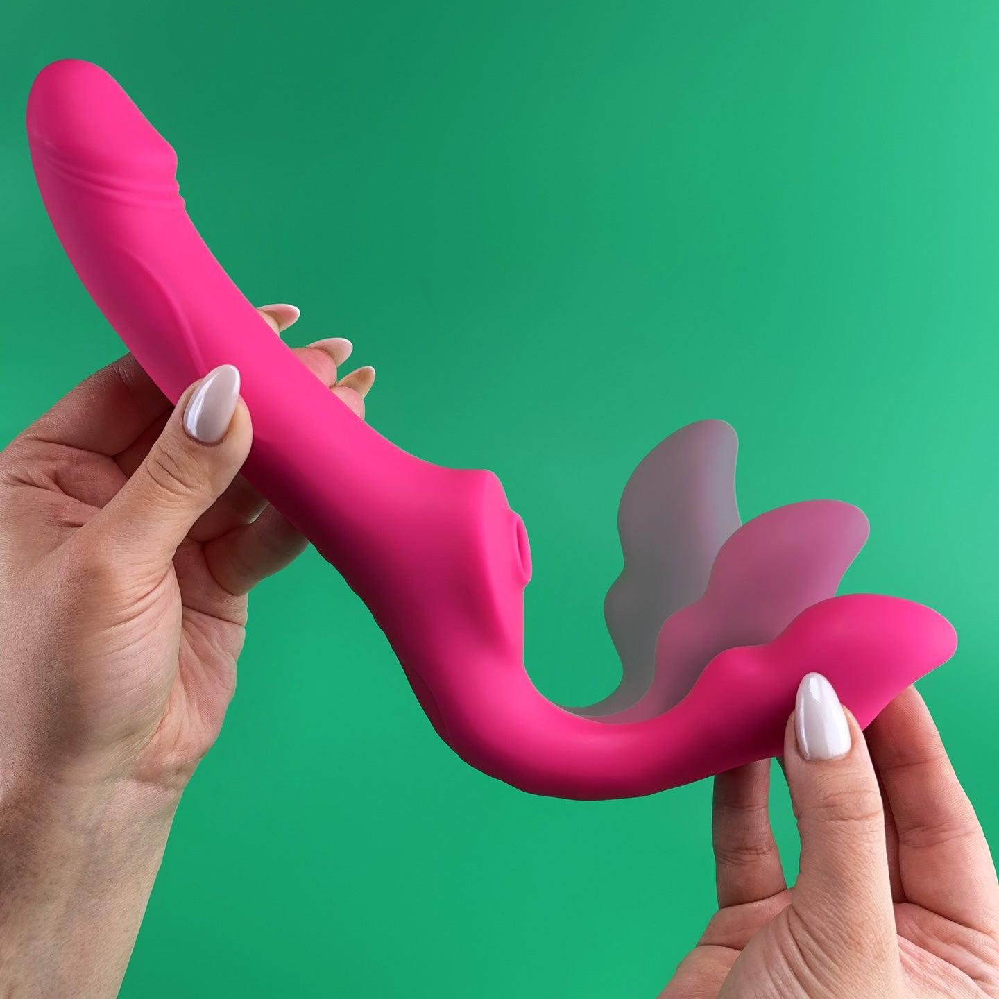 Soul kiss Air pulse tongue remote control strapless strap-on - Sexdoll.Sex