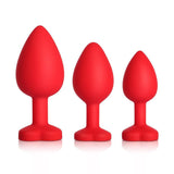 Sparkling Gems: Red Gem Blue Silicone Butt Plug 3-Piece Set - Sexdoll.Sex